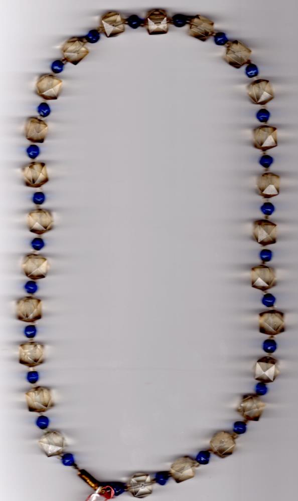 1930s Blue & Clear Glass Bead Necklace